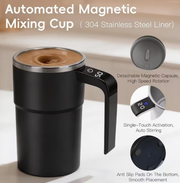 AzoraSA Mixmate Magnetic Mug| USB Rechargeable Coffee & Protein Mixer